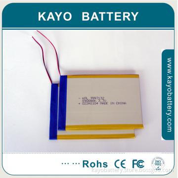 5900mAh Li-polymer Battery, with 3.7V, 3.9 x 97 x 132mm Size, 120g.